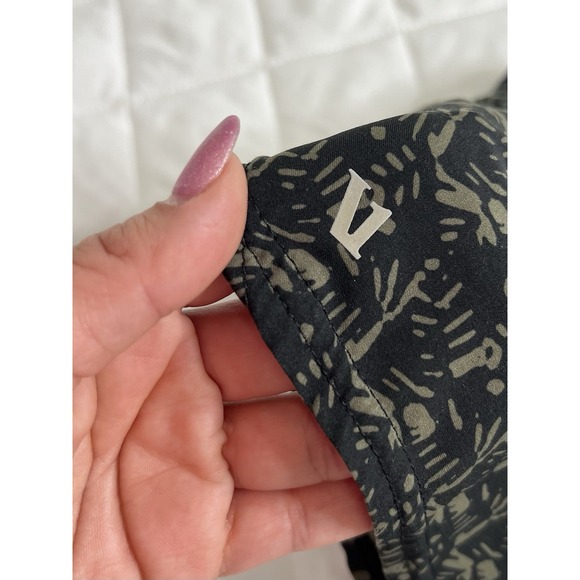 Vuori Womens XS Performance Running Shorts Black Green Print Lined Zip Pocket - Picture 3 of 5